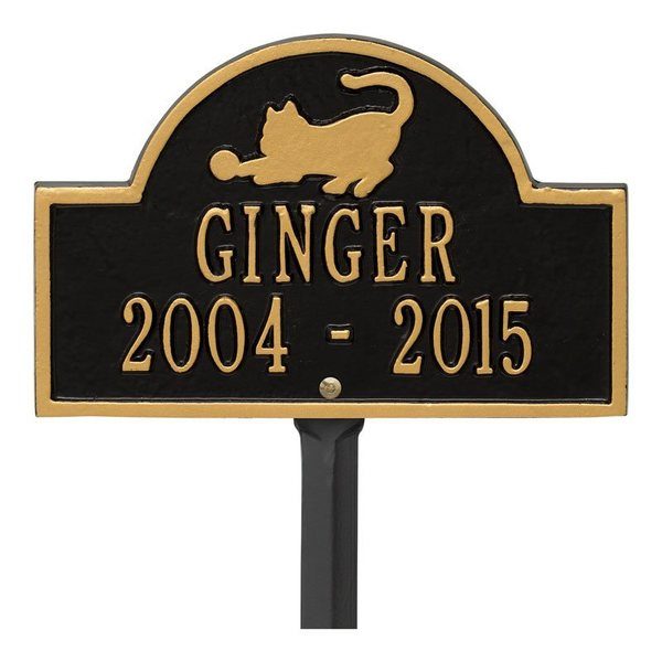 Feline Pet Black Memorials Plaque